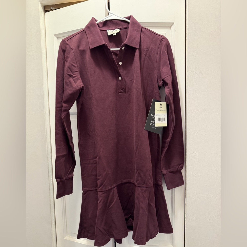 NWT TUCKERNUCK WINETASTING LONG SLEEVE PIQUE MAY POLO DRESS SIZE S SMALL
